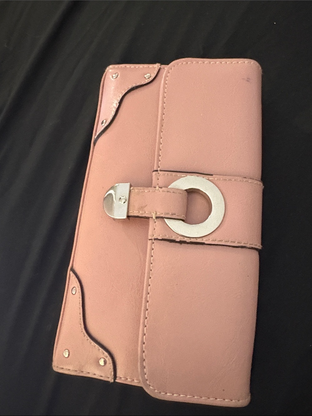 Not Rated Blush Pink Clutch with Gold Ring Accent
